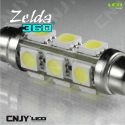 AMPOULE LED AUTO NAVETTE C10W 42mm 360° ZELDA FULL 12SMD 5050 -AUTO-MOTO-REMORQUE-CARAVANE -PLAFONNIER-ECLAIRAGE DE PLAQUE