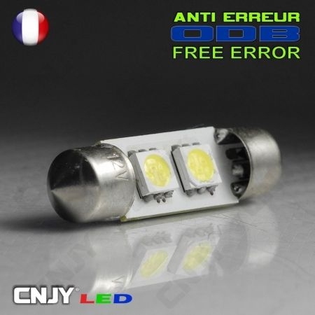 1 AMPOULE TYPE NAVETTE C5W 12V A 3 LED SMD 36MM