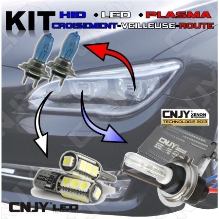 KIT TRIO XPL XENON+PLASMA+LED - 6 AMPOULES POUR FEUX DE CROISEMENT ROUTE ET VEILLEUSE 5000K / 6000K HID BMW E30 + M