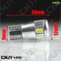 1 AMPOULE LED AUTO MOTO T10 W5W TITAN W2.1x9.5D 12V DC BIPOLAIRE 5630 BLANC 6000K - CANBUS ANTI ERREUR