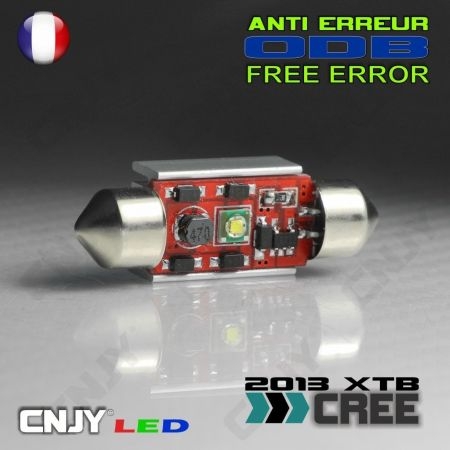 1 AMPOULE ANTI ERREUR TYPE NAVETTE C5W 12V A 1 LED CREE 36MM