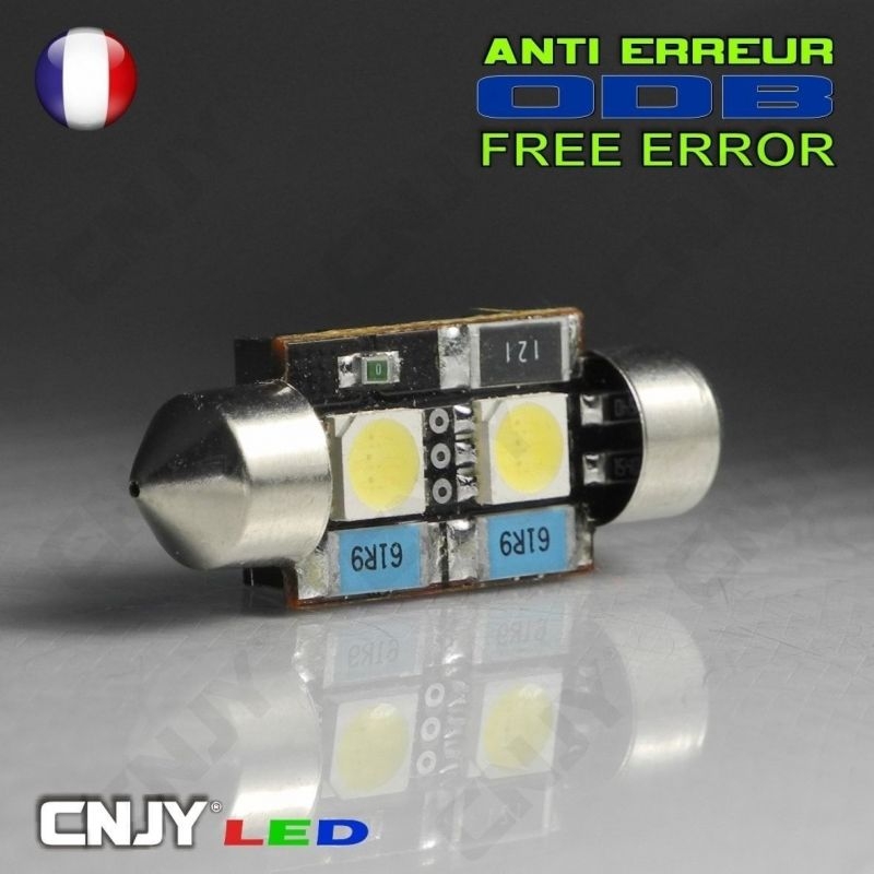 1 AMPOULE ANTI ERREUR TYPE NAVETTE C5W 12V A 1 LED CREE 36MM