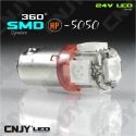 1 AMPOULE LED CAMION BA9S T4W 24V DC POLARISEE 5 LED SMD ROUGE