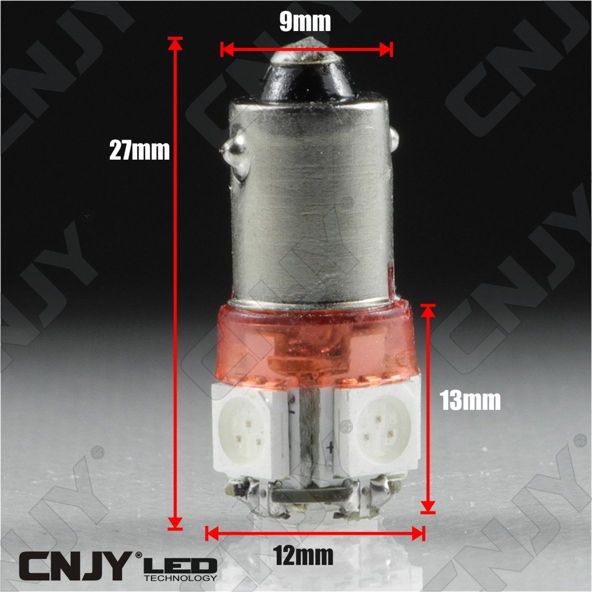 ampoule,light,bulb,led,truck,camion,ba9s,t4w,9mm,24v,dc,polarisee,5,led,smd,rouge,red,rojo