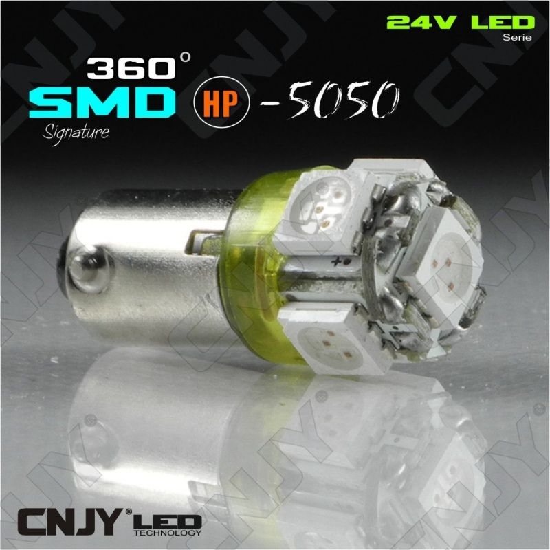 1 AMPOULE LED CAMION BA9S T4W 24V DC POLARISEE 5 LED SMD ORANGE à