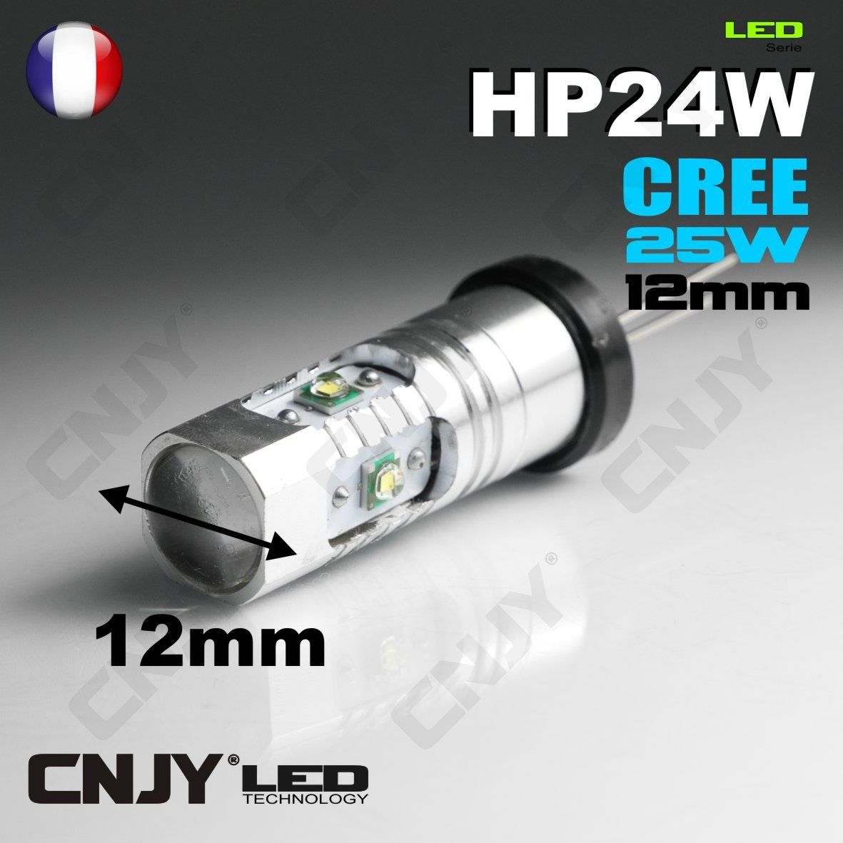 ampoule,led,cnjy,hp24w,cree,25w,feux,de,jour,diurne,blanc,6000k,pour,montage,sur,citroen,c5,c4,ds4,peugeot,508,3008,5008