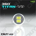 1 AMPOULE LED AUTO MOTO T10 W5W TITAN W2.1x9.5D 12V DC BIPOLAIRE 5630 BLANC 6000K - CANBUS ANTI ERREUR