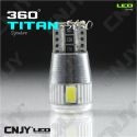 1 AMPOULE LED AUTO MOTO T10 W5W TITAN W2.1x9.5D 12V DC BIPOLAIRE 5630 BLANC 6000K - CANBUS ANTI ERREUR