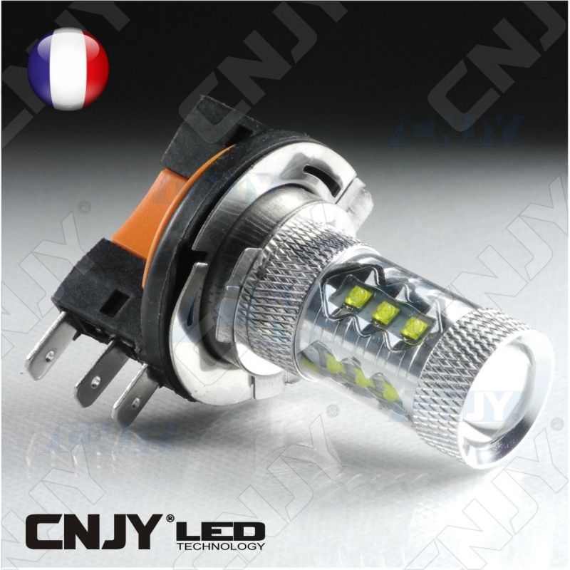 AMPOULE LED H15 CREE XPE 80W 55/15w DRL CANBUS CULOT PGJ23T-1 6000K LENTICULAIRE 12V AUTO MOTO 