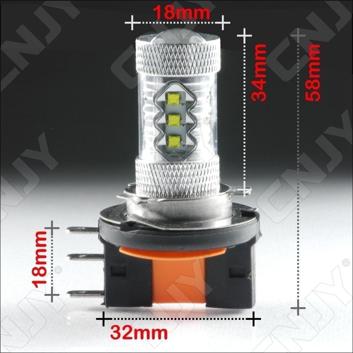 ampoule,led,h15,cree,xpe,80w,drl,canbus,culot,pgj23t-1,6000k,lenticulaire,12v,auto,moto