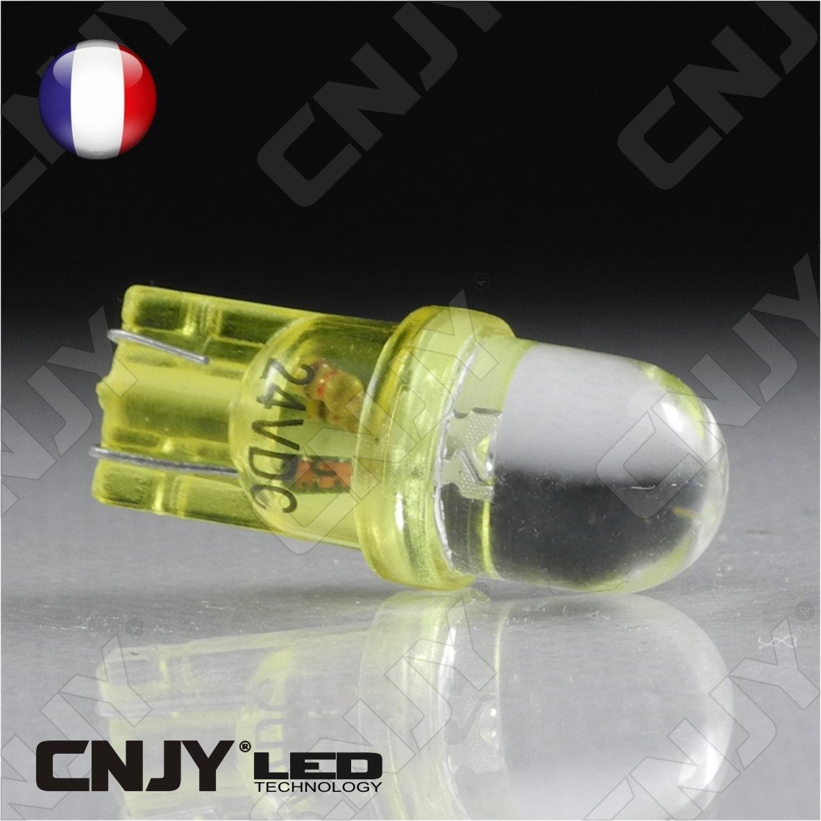 ampoule,1,led,orange,convexe,t10,w5w,24v,dc,culot,w2.1x9.5d,pour,veilleuse,feux,de,plaque,gabarit,camion