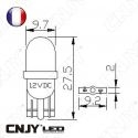 AMPOULE 1 LED CONVEXE T10 W5W 24V DC -CULOT W2.1x9.5D POUR VEILLEUSE, FEUX DE PLAQUE, GABARIT CAMION