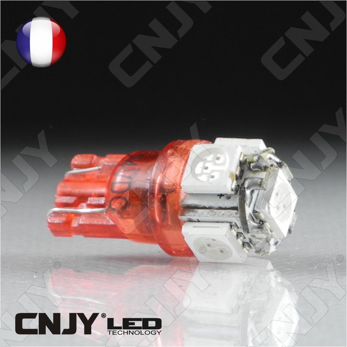 ampoule,5,led,rouge,smd,t10,w5w,24v,dc,culot,w2.1x9.5d,pour,veilleuse,feux,de,plaque,gabarit,camion