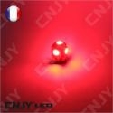 AMPOULE 5 LED SMD ROUGE T10 W5W 24V DC -CULOT W2.1x9.5D POUR VEILLEUSE, FEUX DE PLAQUE, GABARIT CAMION