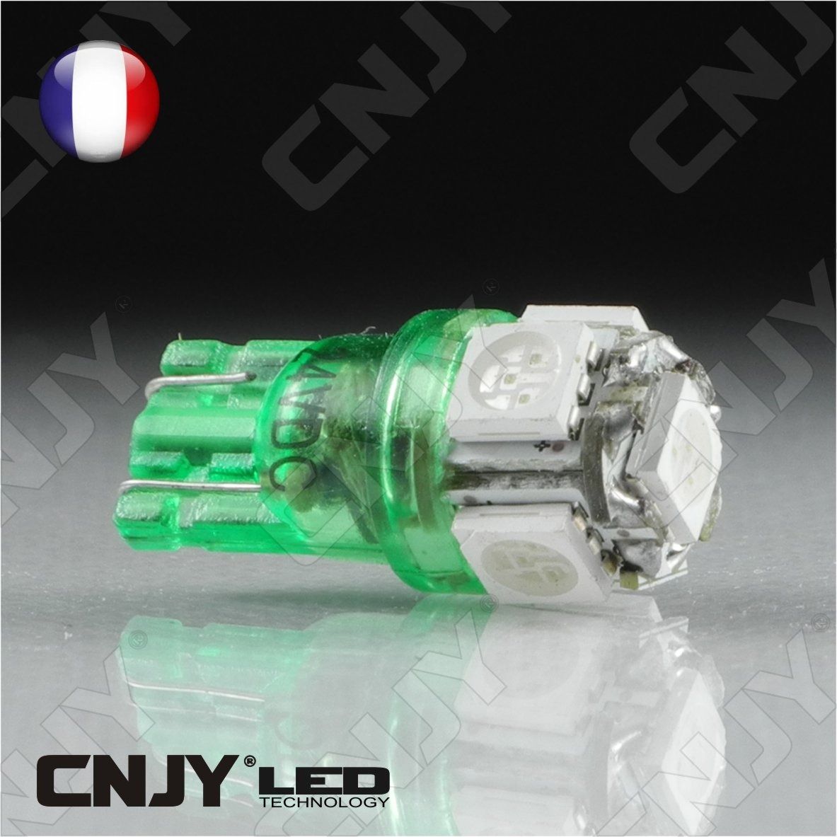 ampoule,5,led,vert,smd,t10,w5w,24v,dc,culot,w2.1x9.5d,pour,veilleuse,feux,de,plaque,gabarit,camion