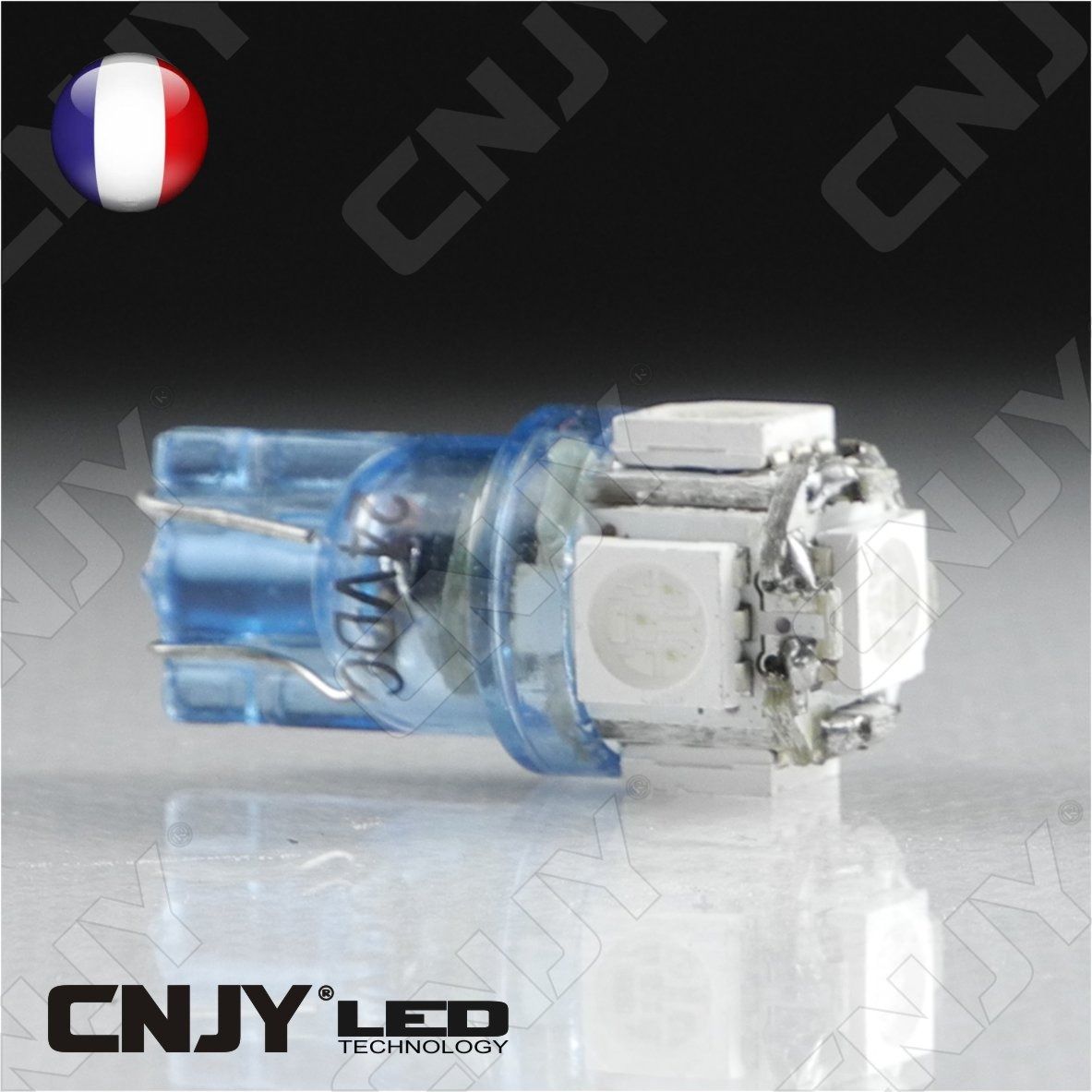 ampoule,5,led,BLEU,smd,t10,w5w,24v,dc,culot,w2.1x9.5d,pour,veilleuse,feux,de,plaque,gabarit,camion