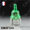 AMPOULE 5 LED SMD VERT T10 W5W 24V DC -CULOT W2.1x9.5D POUR VEILLEUSE, FEUX DE PLAQUE, GABARIT CAMION