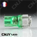 AMPOULE 5 LED SMD VERT T10 W5W 24V DC -CULOT W2.1x9.5D POUR VEILLEUSE, FEUX DE PLAQUE, GABARIT CAMION