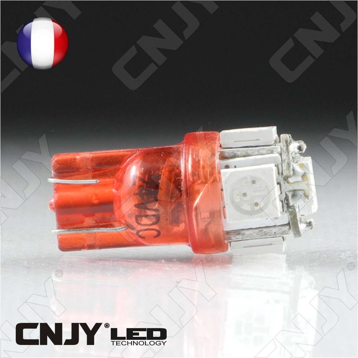 ampoule,5,led,rouge,smd,t10,w5w,24v,dc,culot,w2.1x9.5d,pour,veilleuse,feux,de,plaque,gabarit,camion