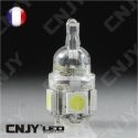 AMPOULE 5 LED SMD BLANC T10 W5W 24V DC -CULOT W2.1x9.5D POUR VEILLEUSE, FEUX DE PLAQUE, GABARIT CAMION