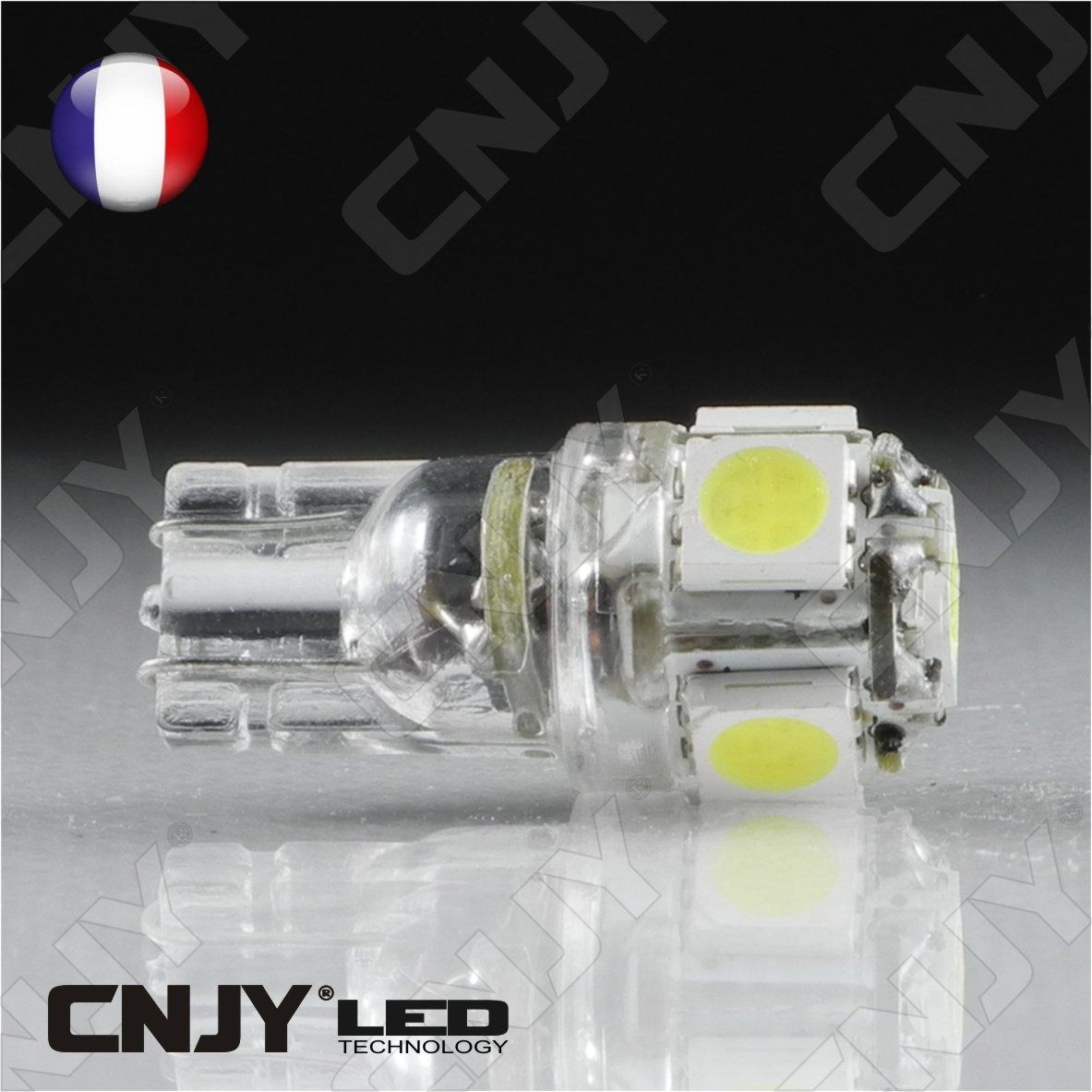 ampoule,5,led,blanc,smd,t10,w5w,24v,dc,culot,w2.1x9.5d,pour,veilleuse,feux,de,plaque,gabarit,camion