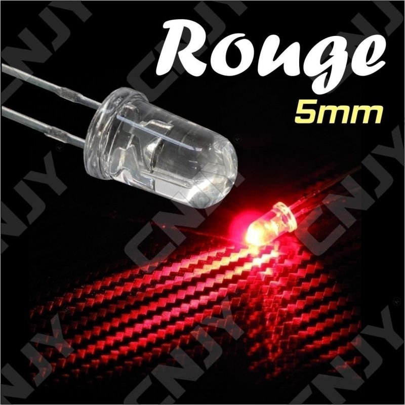 LOT DE 20 LED 5MM RONDE A SOUDER COULEUR ROUGE 3V 