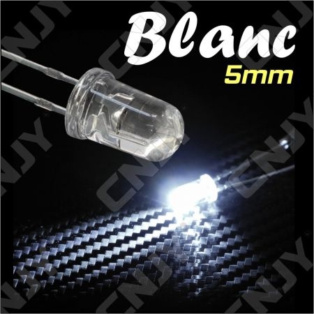 LOT DE 20 LED 5MM RONDE A SOUDER COULEUR BLANC 6000K 3V 