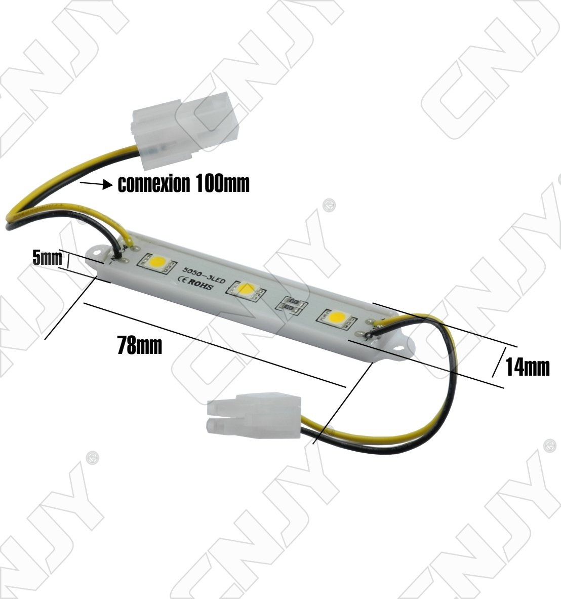 LED MODULE 3 POINT RGB, technologie 5050, DC 12V, étanche