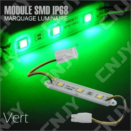 1 MODULE LED CABLE 3SMD 5050 VERT ETANCHE IP68 POUR MARQUAGE PUBLICITAIRE TUNING DECORATION 12VDC