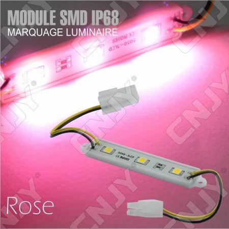 1 MODULE LED CABLE 3SMD 5050 ROSE ETANCHE IP68 POUR MARQUAGE PUBLICITAIRE TUNING DECORATION 12VDC