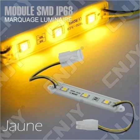 1 MODULE LED CABLE 3SMD 5050 JAUNE ETANCHE IP68 POUR MARQUAGE PUBLICITAIRE TUNING DECORATION 12VDC