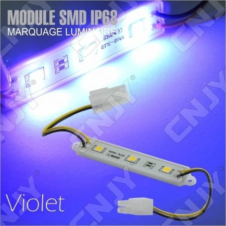 1 MODULE LED CABLE 3SMD 5050 VIOLET ETANCHE IP68 POUR MARQUAGE PUBLICITAIRE TUNING DECORATION 12VDC