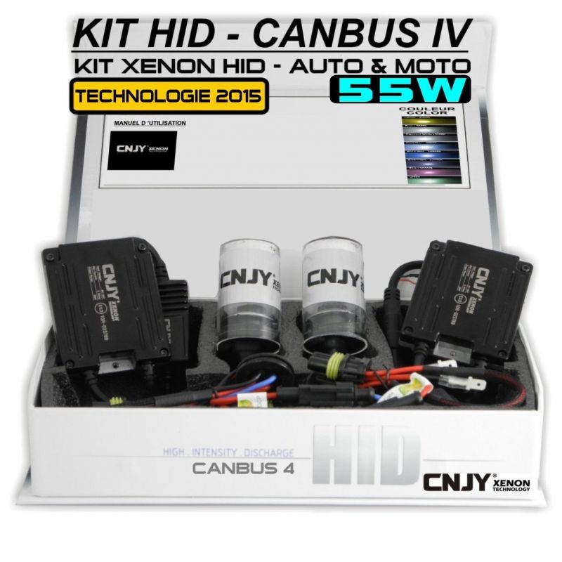 KIT CONVERSION XENON HID HB3 9005 BALLAST 55W SLIM CNJY CANBUS 4 TECHNOLOGIE ANTI ERREUR ODB