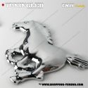 EMBLEME CHEVAL GAUCHE 3D CARROSSERIE AUTO ADHESIF CHROME PLASTIQUE ABS HAUTE RESISTANCE