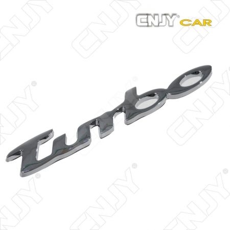 EMBLEME TURBO 3D CARROSSERIE AUTO ADHESIF CHROME PLASTIQUE ABS HAUTE RESISTANCE