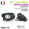 KIT 2 GRILLE DE CALANDRE ANTI BROUILLARD FEUX DE JOUR LED DIURNE DRL TOYOTA YARIS 2005-07