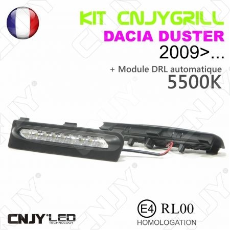 KIT 2 GRILLE DE CALANDRE ANTI BROUILLARD FEUX DE JOUR LED DIURNE DRL DACIA DUSTER V2 2009 - ...