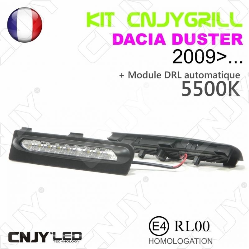 KIT 2 GRILLE DE CALANDRE ANTI BROUILLARD FEUX DE JOUR LED DIURNE DRL DACIA DUSTER V2 2009 - ...