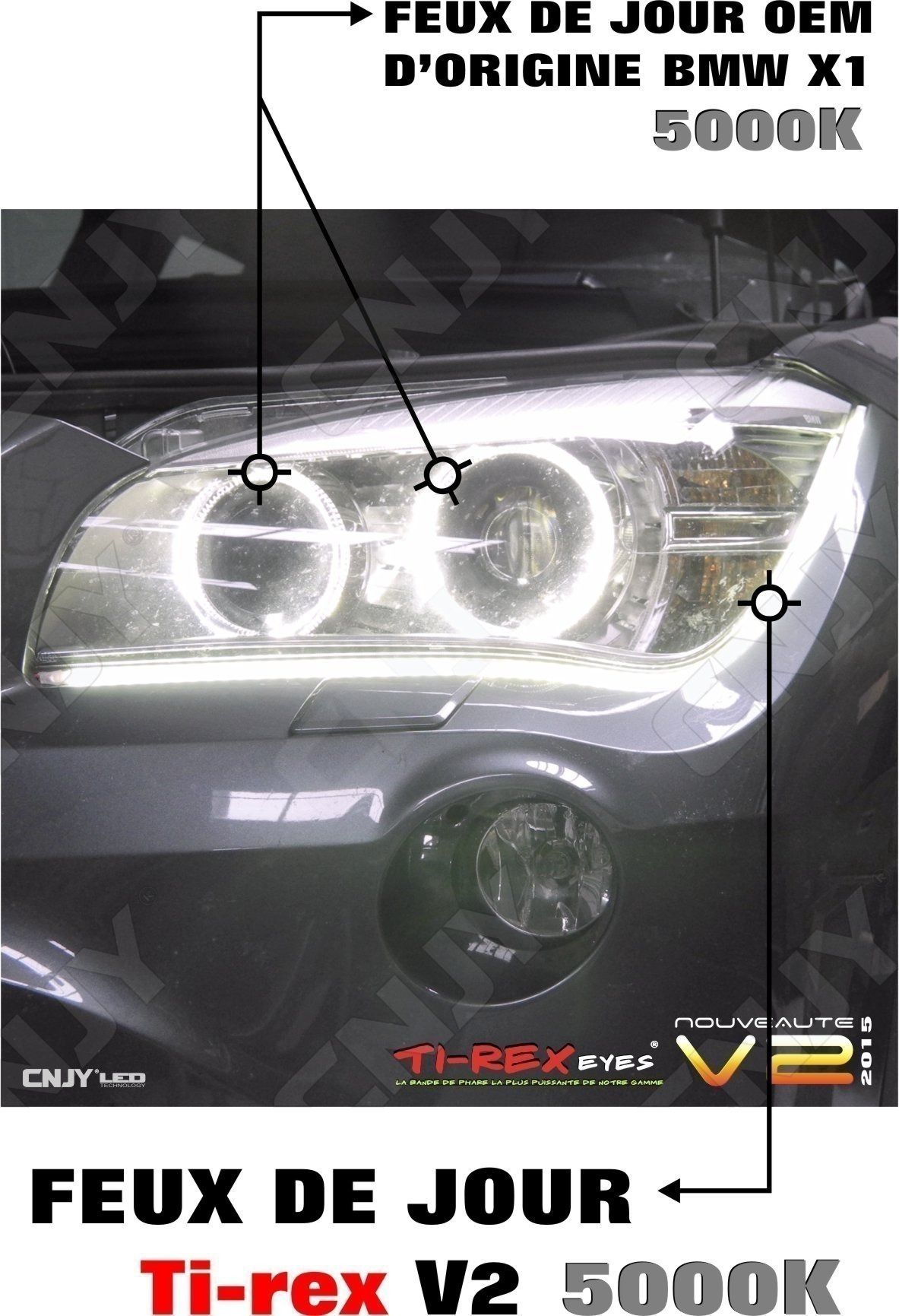 bande,TIREX,TI-REX,V2,led,feux,jour,diurne,phare,drl,souple,module,auto,moto,daylight,12v,diurne,style,audi,a5,5000k,5500k,super,blanc,xenon