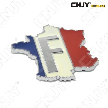 EMBLEME LOGO 3D ADHESIF DRAPEAU CARTOGRAPHIE FRANCE AUTO ADHESIF CHROME PLASTIQUE ABS HAUTE RESISTANCE