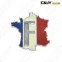 EMBLEME LOGO 3D ADHESIF DRAPEAU CARTOGRAPHIE FRANCE AUTO ADHESIF CHROME PLASTIQUE ABS HAUTE RESISTANCE