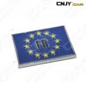 EMBLEME LOGO 3D ADHESIF DRAPEAU EU EUROPEEN FRANCE AUTO ADHESIF CHROME PLASTIQUE ABS HAUTE RESISTANCE