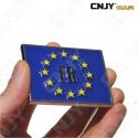 EMBLEME LOGO 3D ADHESIF DRAPEAU EU EUROPEEN FRANCE AUTO ADHESIF CHROME PLASTIQUE ABS HAUTE RESISTANCE