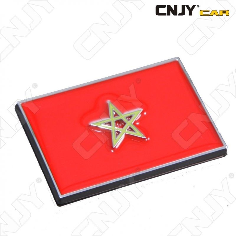 EMBLEME LOGO 3D ADHESIF DRAPEAU MAROC MAROCCO MAROCAIN FLAG AUTO ADHESIF CHROME BADGE PLASTIQUE ABS HAUTE RESISTANCE