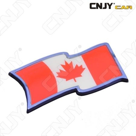 EMBLEME LOGO 3D ADHESIF DRAPEAU FLOTTANT CANADIEN CANADA QUEBEC FLAG AUTO ADHESIF CHROME BADGE PLASTIQUE ABS HAUTE RESISTANCE