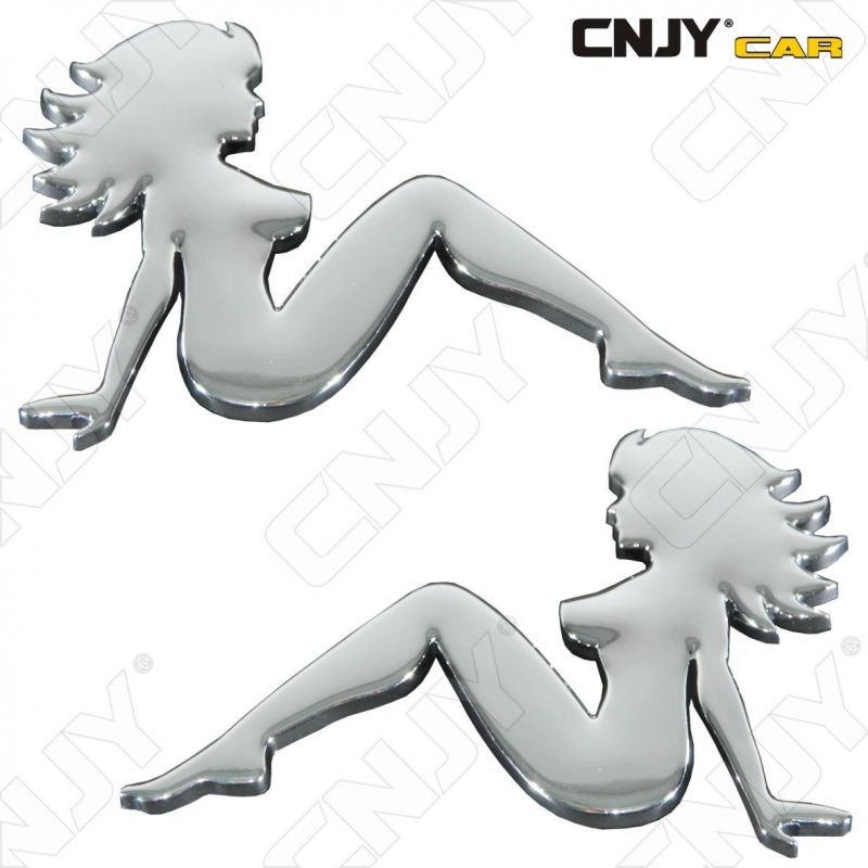 EMBLEME LOGO 3D ADHESIF PINUP PIN UP LADY GIRLS GAUCHE & DROITE MOTO AUTO ADHESIF CHROME BADGE PLASTIQUE ABS HAUTE RESISTANCE