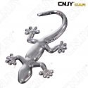 EMBLEME LOGO 3D ADHESIF GECKO LEZARD SALAMANDRE MOTO AUTO ADHESIF CHROME BADGE PLASTIQUE ABS HAUTE RESISTANCE