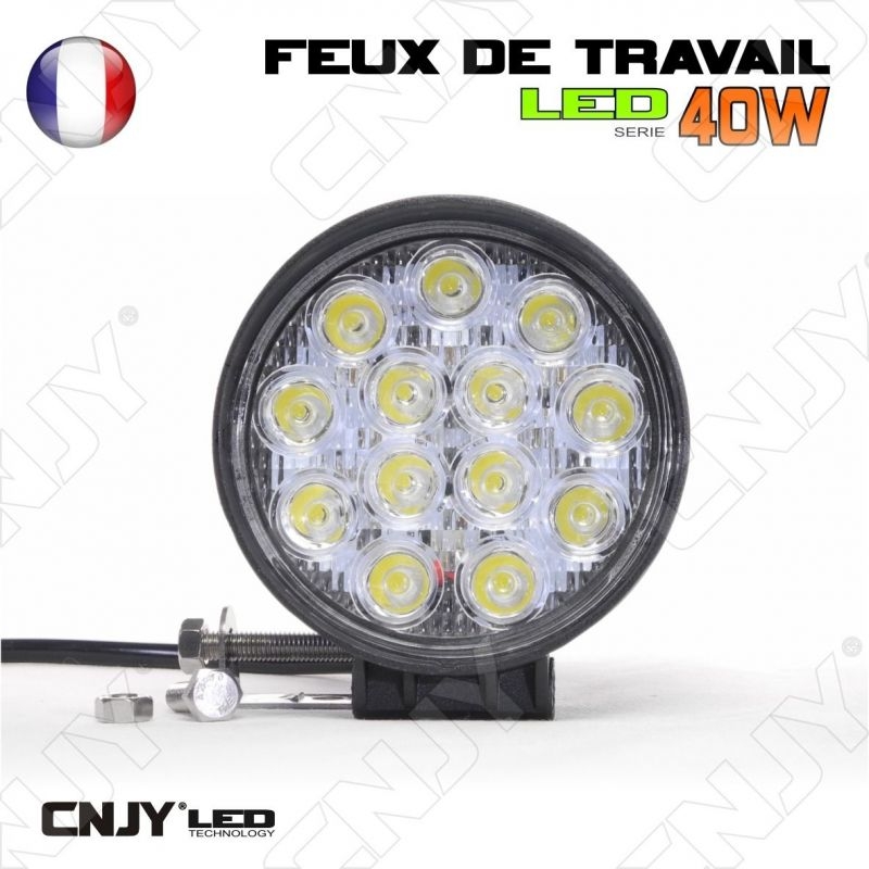 FEUX DE TRAVAIL CNJY LED 40W ROND WORKING LIGHT IP67 CAMION BATEAU 4x4 12 24V
