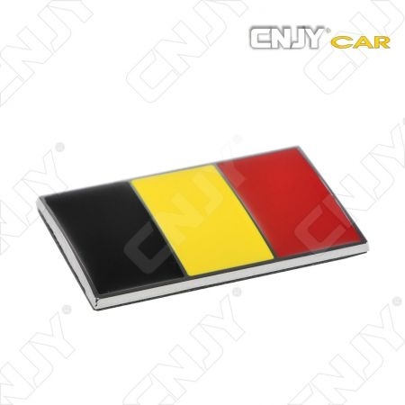 EMBLEME LOGO 3D ADHESIF DRAPEAU BELGIQUE BELGIE BELGIUM FLAG AUTO ADHESIF CHROME BADGE PLASTIQUE ABS HAUTE RESISTANCE