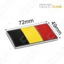 EMBLEME LOGO 3D ADHESIF DRAPEAU BELGIQUE BELGIE BELGIUM FLAG AUTO ADHESIF CHROME BADGE PLASTIQUE ABS HAUTE RESISTANCE